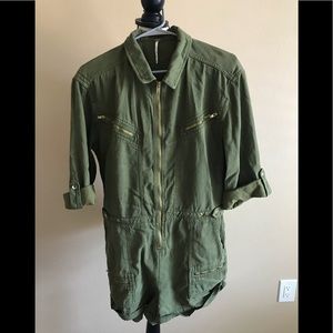 Free People Military Style Long Sleeve Romper Sz 6